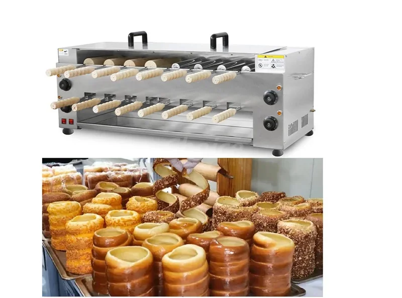 16 Wood Rolls  Commercial Chimney Cake Bread Oven Kurtos Kalacs Machine Ice Cream Waffle Toaster Grill Roll Oven Maker