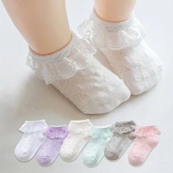 Summer Baby Girls Socks Lace Pink White Ruffle Children Socks Infant Princess Socks for Baptism 1st 2nd Birthday 1-6 Years