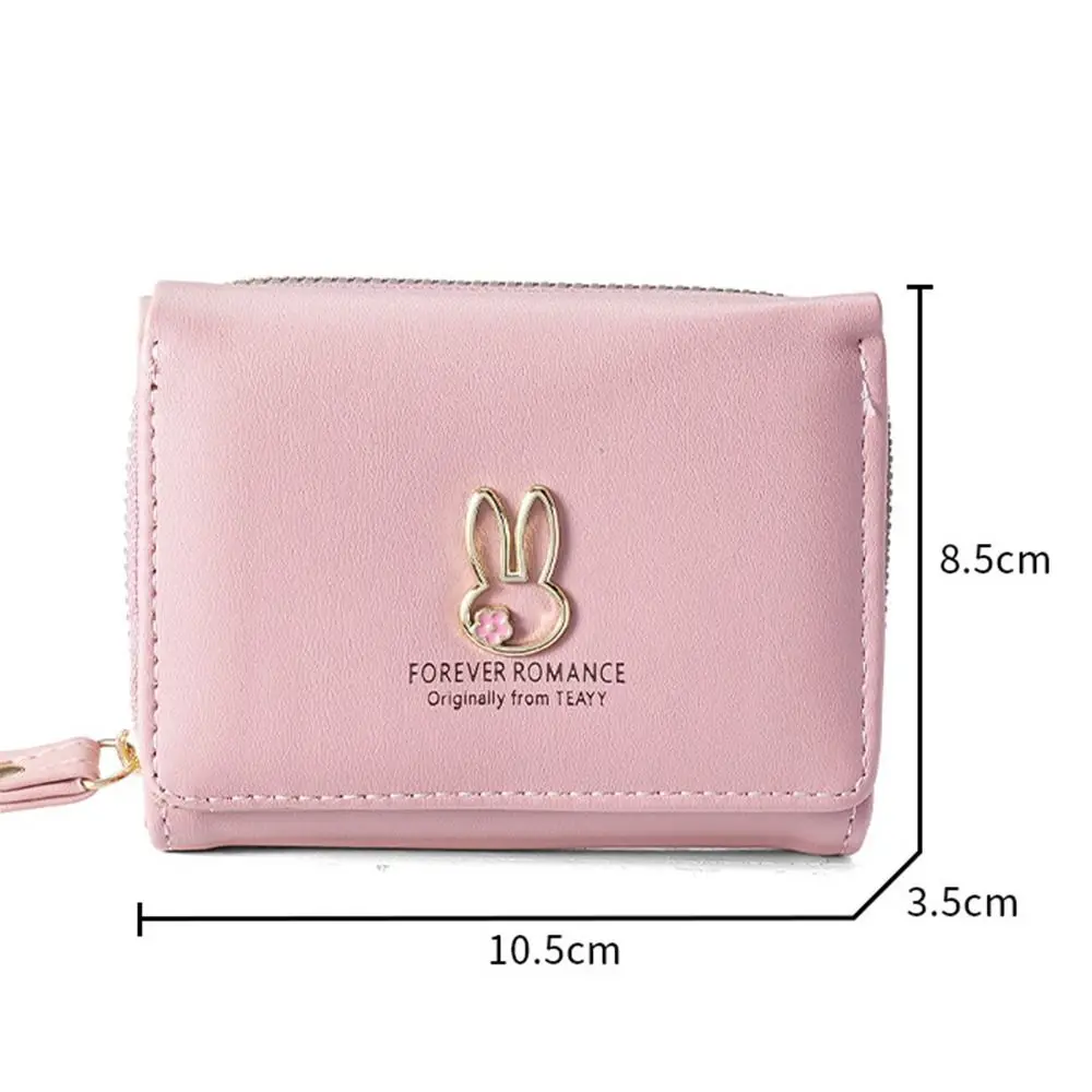 Portafoglio da donna semplice in stile coreano Portafoglio triplo in pelle PU tinta unita Portafoglio corto multifunzione portatile per ragazza