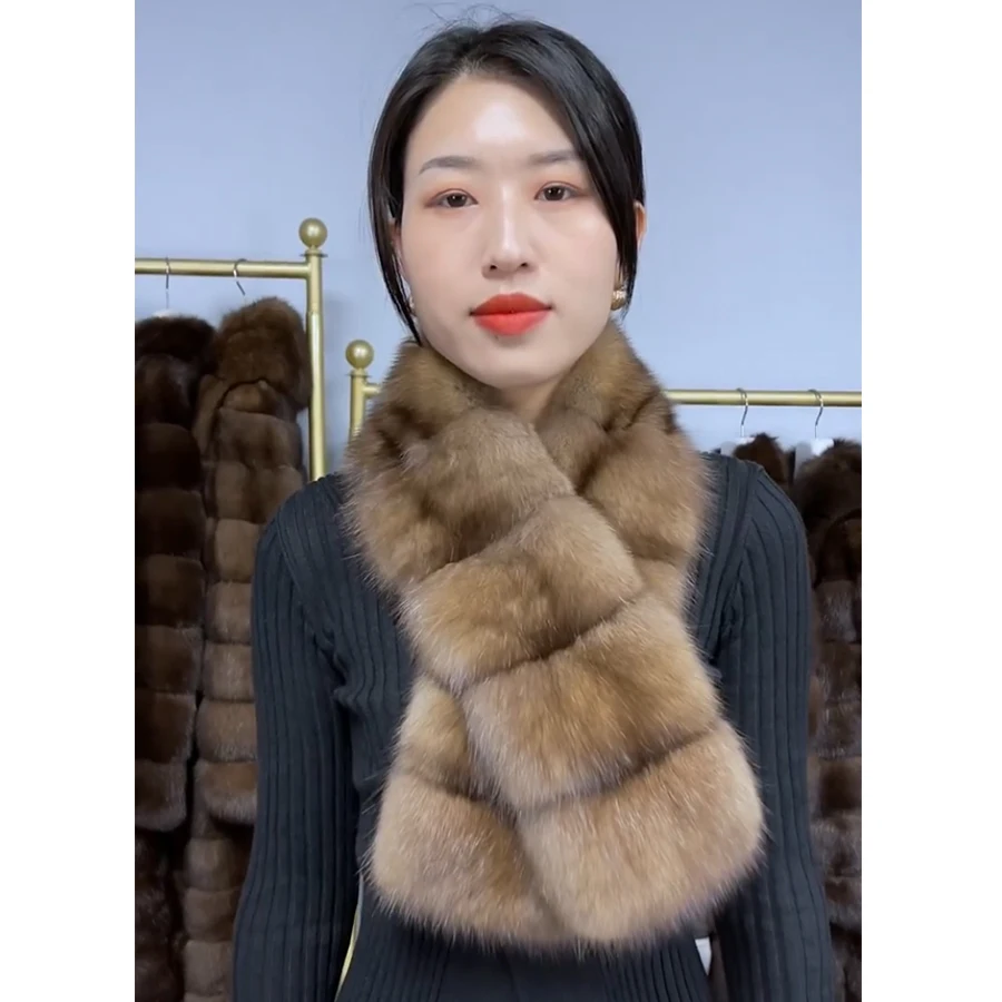 Natural Fur Scarf Real Fox Fur Scarf Winter Scarf For Women Luxury Brands Warm Genuine Fox Fur 2023