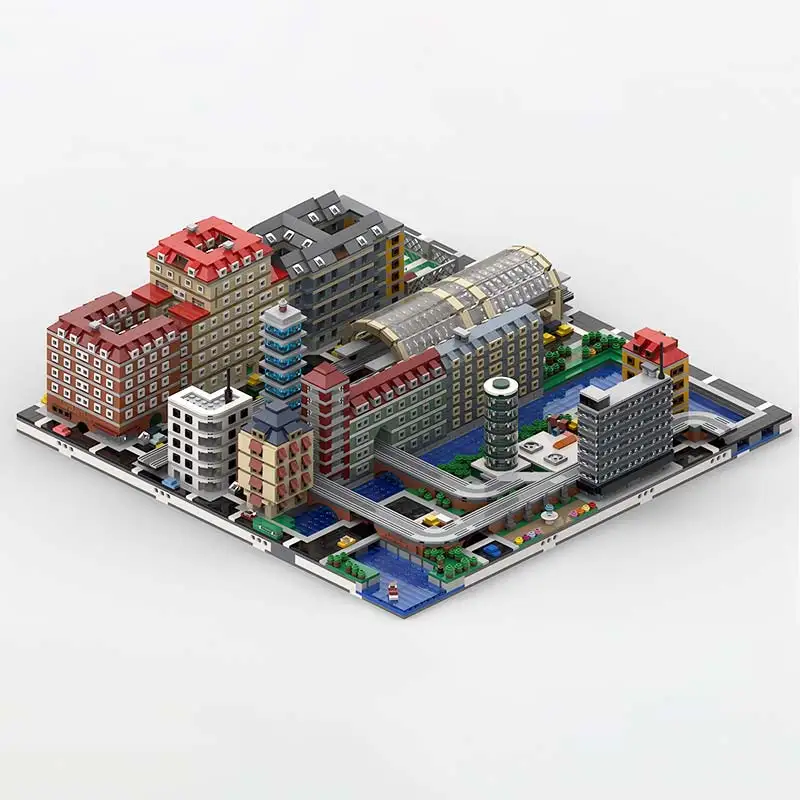 MOC Micropolis Collection City Street View สถาปัตยกรรม Complexs ชุด Building Blocks Edifices ชุดของเล่นเทคโนโลยีอิฐของขวัญ