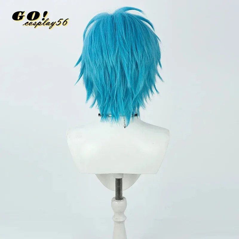 TEMPUS Regis Altere شعر مستعار تأثيري Holostars الإنجليزية في YouTuber الجانب جزء أزرق قصير الشعر الظاهري المعبود دور اللعب Vtuber Headwea72b