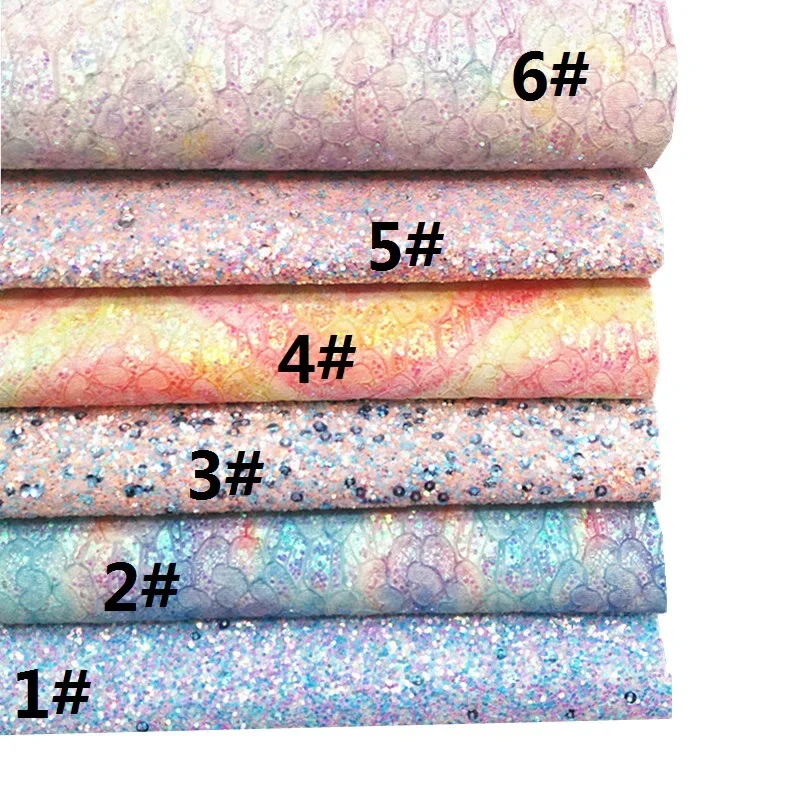 Pink Purple Seqin Glitter Leather Sheets Wave Lace Glitter Leather Faux Leather with Felt Backing for DIY Craft 8.2