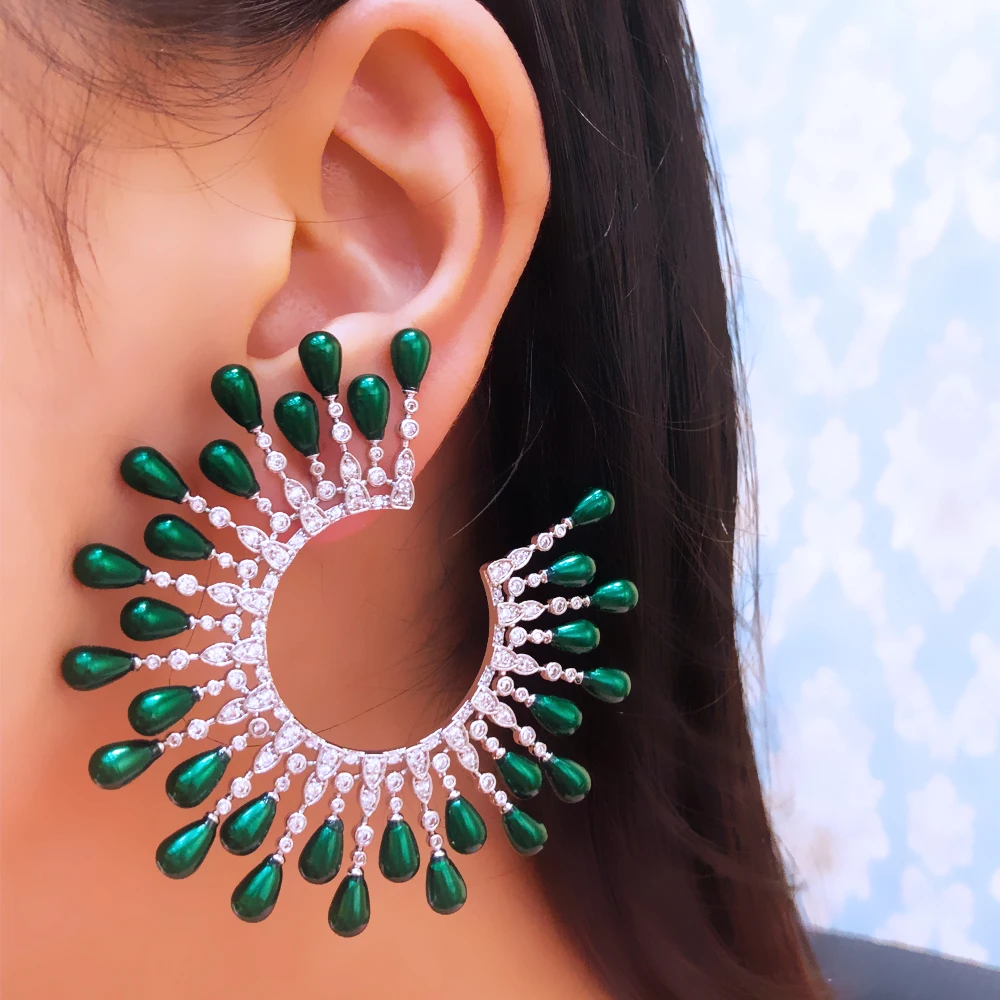 

Missvikki New Big Shiny Earrings For Women Bridal Wedding Girl Daily Surper Jewelry High Quality Facebook Ins Trendy Classic