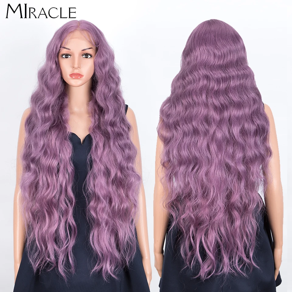 

MIRACLE Synthetic Lace Front Wig Loose Wave Ombre Blonde Cosplay Wig for Women Long Wavy Fake Hair Heat Resistant
