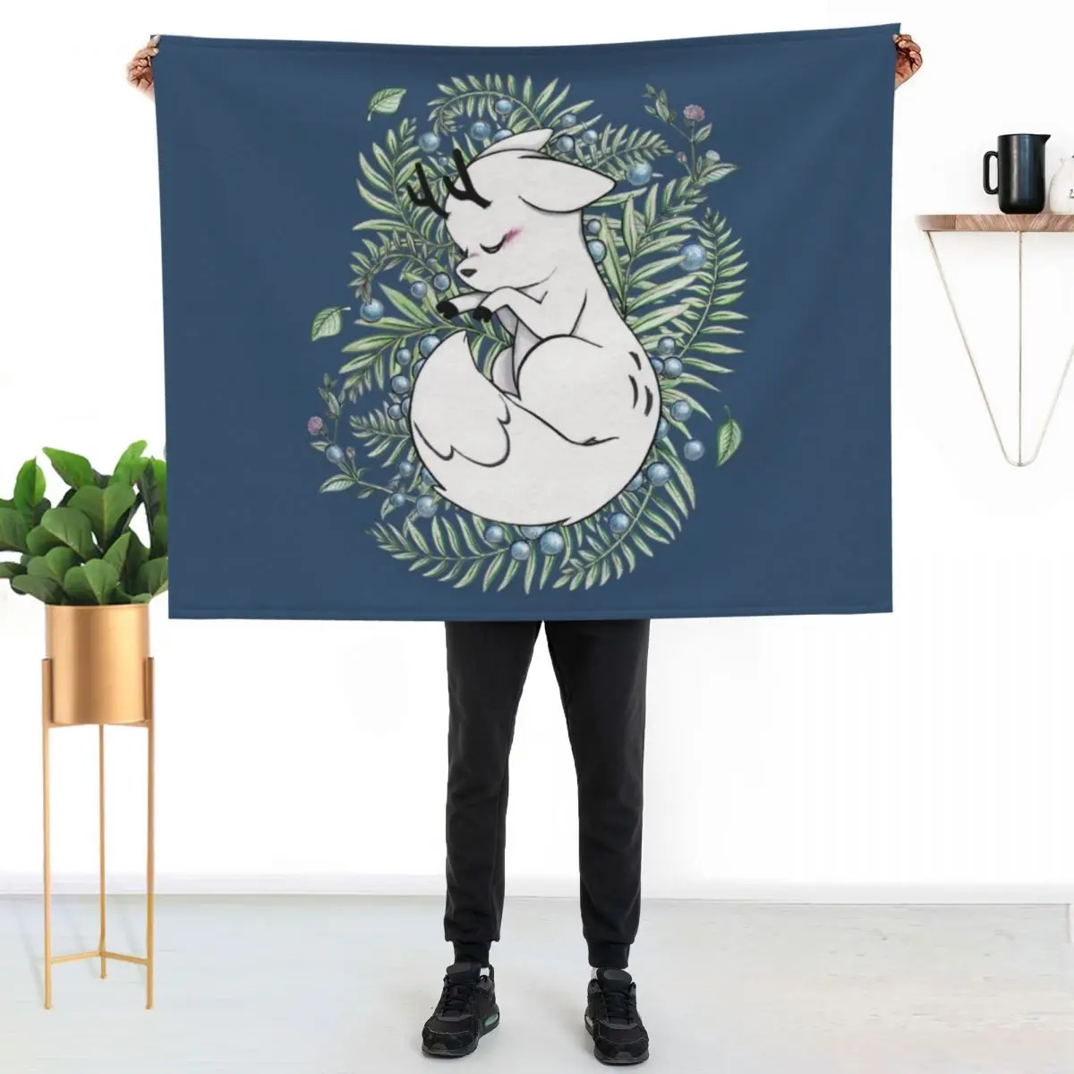Deer Fox Throw Blanket Single Warm For Decorative Sofa For Baby Hair Giant Sofa Blankets