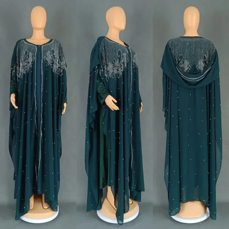 Plus Size African Dresses for Women Summer African Long Sleeve V-neck Long Maxi Dress Gowns Muslim Fashion Abaya Ankara Dresses