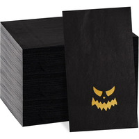 50Pcs 25x25CM 3-layer napkins Gold foil Devil pattern for Halloween holiday fun