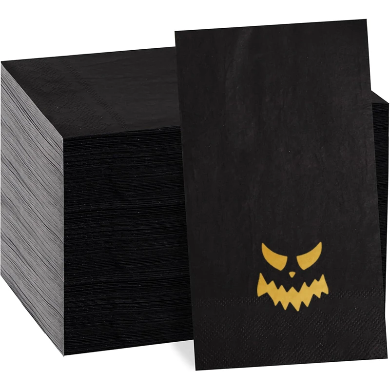 50Pcs 25×25CM 3-layer napkins Gold foil Devil pattern for Halloween holiday fun