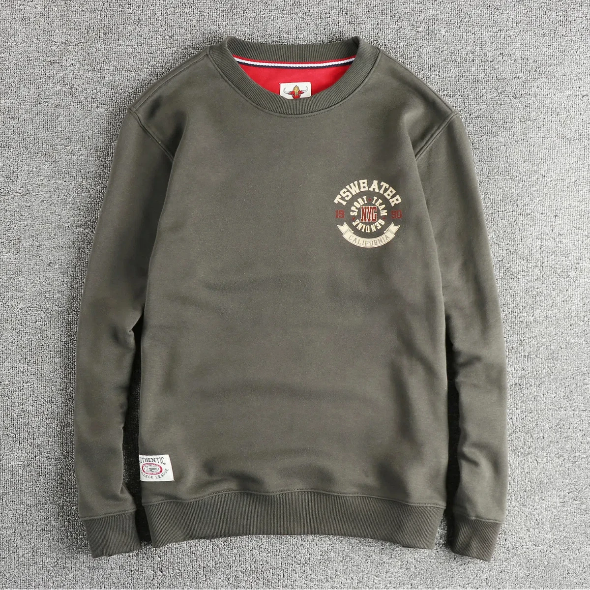 Simple retro letter pattern wool circle cotton wash round neck hoodie men fall and winter all casual American long sleeve top