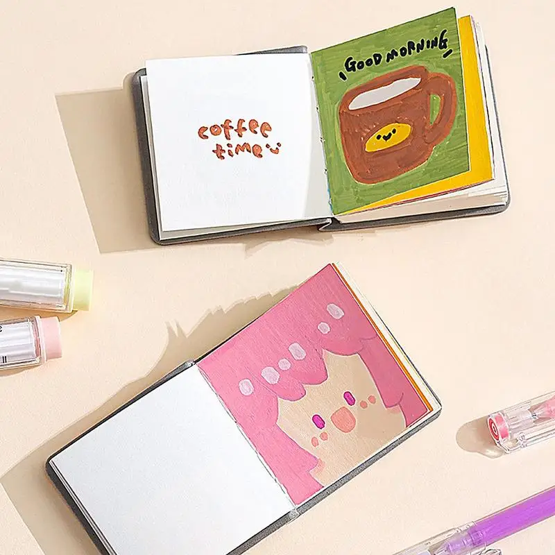 3Pcs Small Sketch Book Mini Drawing Book Square Watercolor Sketchbook Thick Paper Business Notebook 2x2in Pocket Art Sketchbook