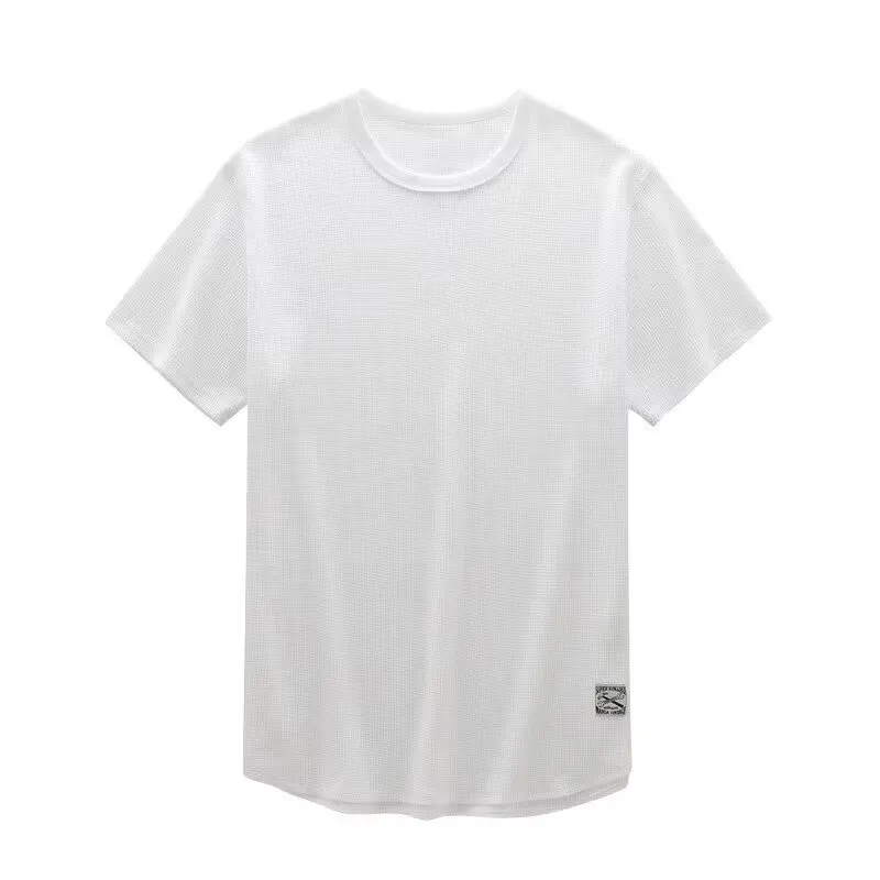 Summer New Men's Waffle Short Sleeve T-shirt Breathable Base T-shirt Versatile Loose Large Men's T-shirt