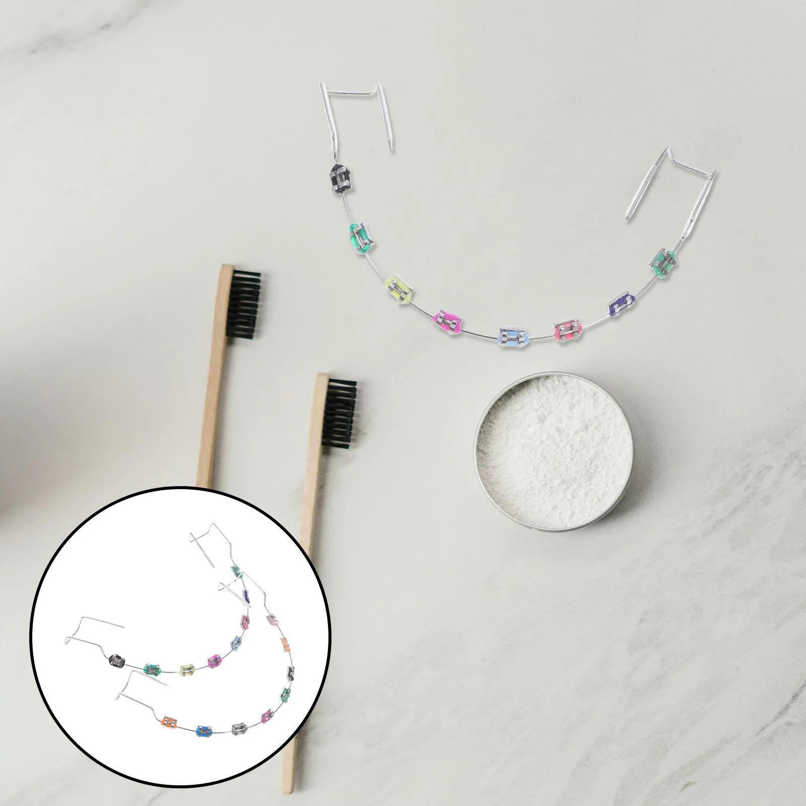 

Teeth Metal Bracket Temporary Decoration Metal Tooth Brackets Ligature Ties Practice Props Explain Props for Students Learning