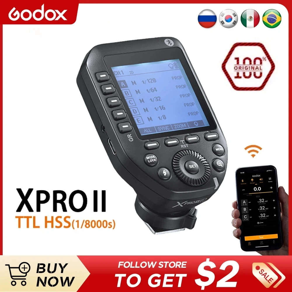 

Godox Xpro II TTL Wireless Flash Trigger 1/8000s HSS TTL-Convert-Manual Function Large Screen for Canon Nikon Sony Olympus Penta