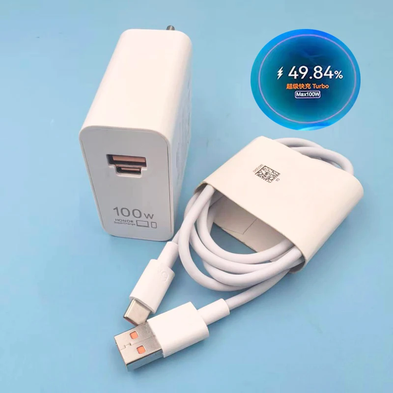 

Original 100W SuperCharge Charger For Honor 500 400 300 200 100 90 Magic 8 7 V5 Pro Fast Charging EU Adapter & 6A Type C CaCable