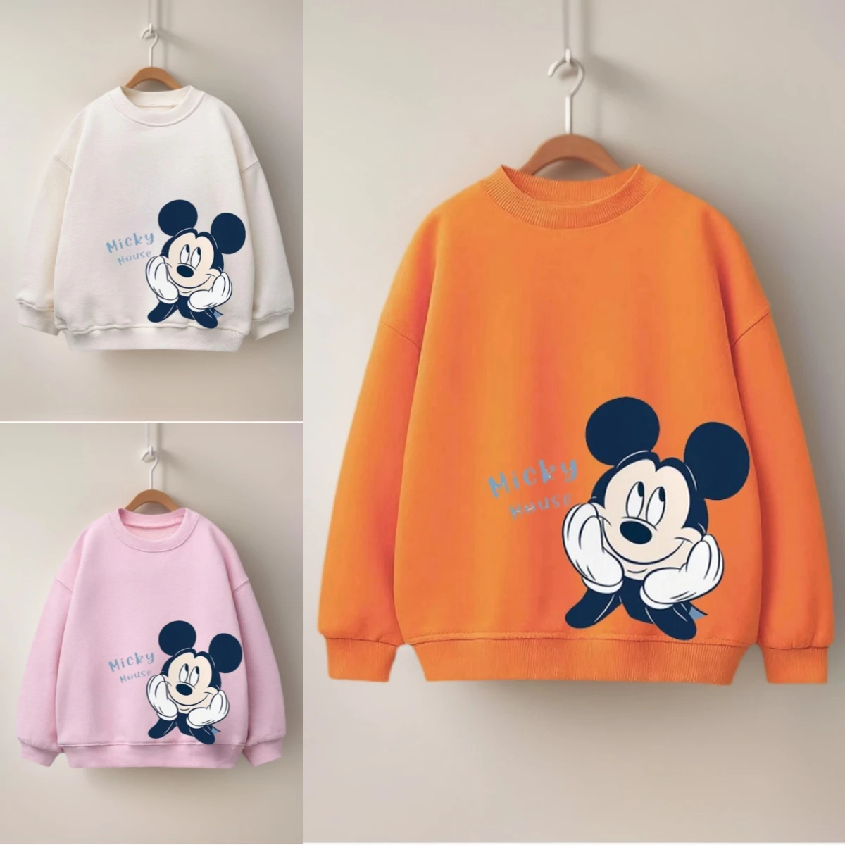 

Disney Child Mickey Sportwear Multi Color Off White Orange Pink Cute Posing Prints 0-6Years Old Infant Clothing Suitable For Kid