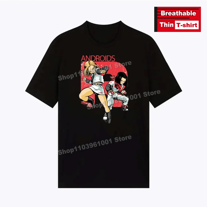 

Japanese Hot Animation Printing - Android 17&18 T Shirt Hip Hop Street Men Women Short Sleeve Tees Breathable Thin T-shirt