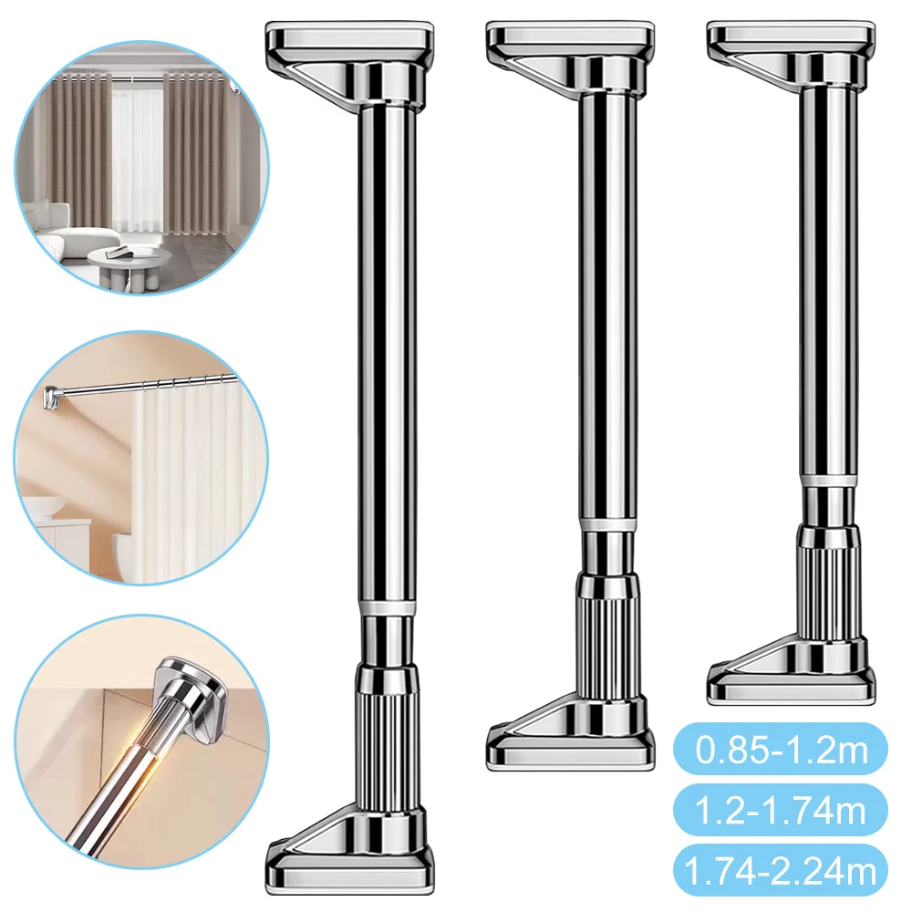 Multifunctional Versatile Telescopic Rod, Stainless Steel Nail-free Fixing Curtain Rod, Shower Sheft Hanging Shower Curtain