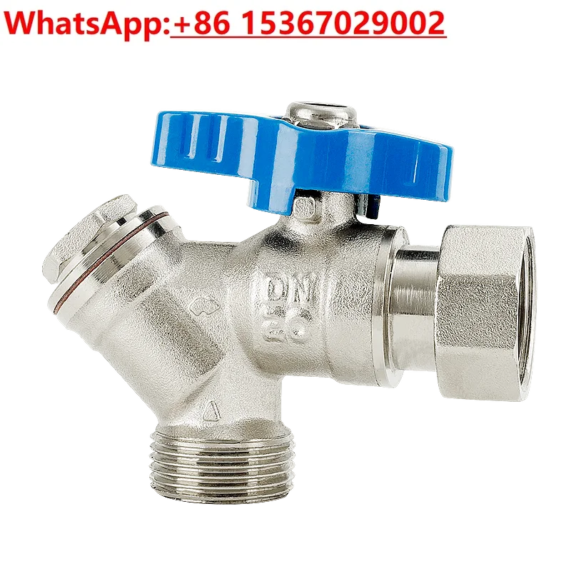 

2PCS All-copper inner outer wire filter valve wall-hung furnace live connection angle/ water pipe tee with filter screen switch
