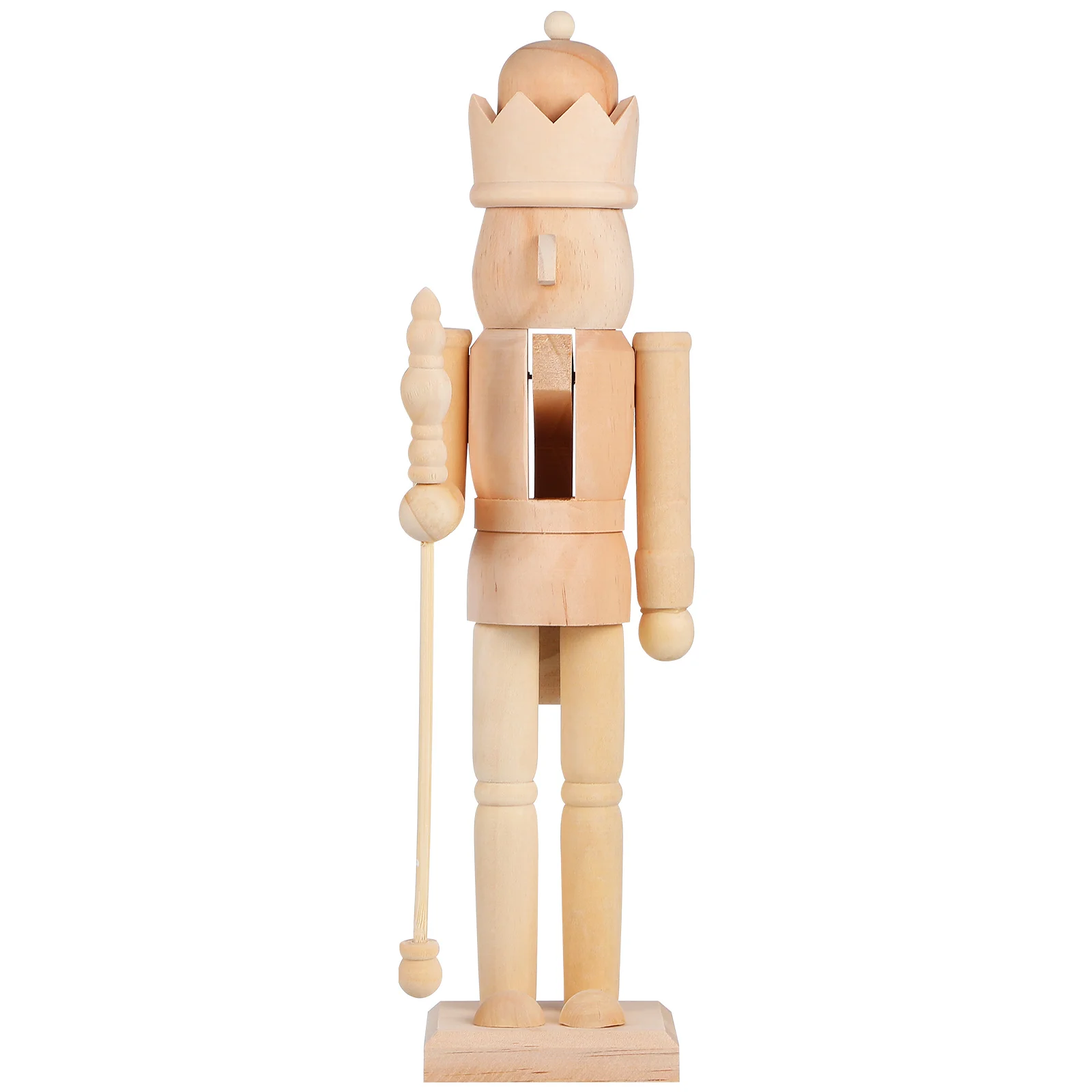 

Unpainted Nutcracker King Soldier Puppet 38cm Wooden Craft Xmas Decoration Christmas Gift Home Restaurant nament