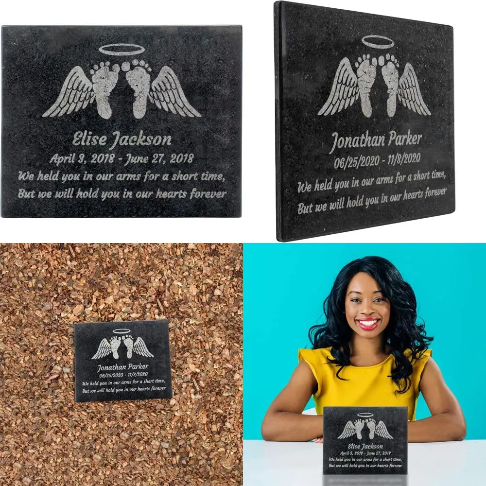 

Персонализированный мемориальный камень из черного гранита, подходит для кладбища или сада, 8x10x0.4 дюйма