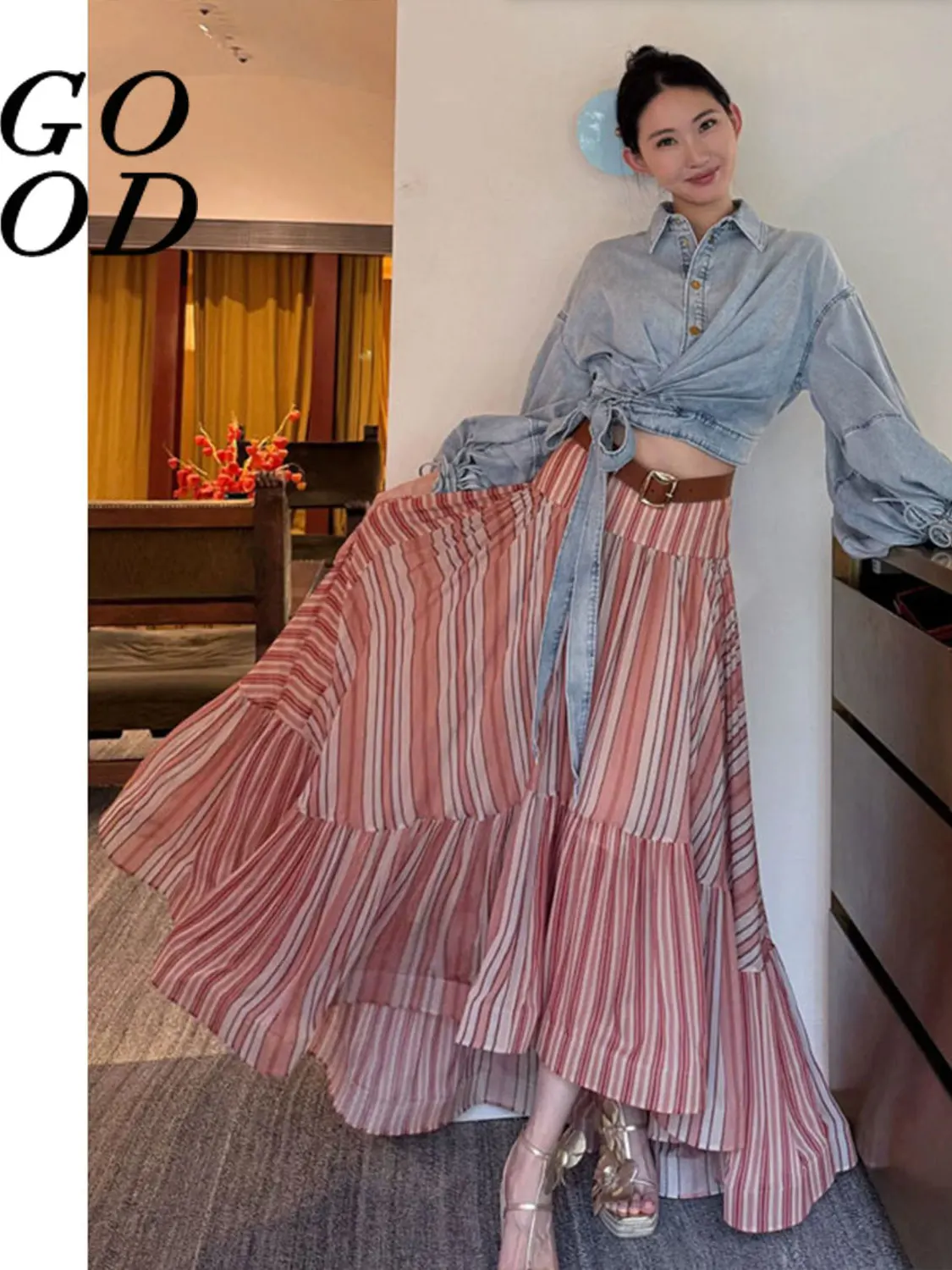 

Good Summer Fashion Elegant Lady Style High-End Salt System Maturity Sensation Unique Beautiful Small Fragrance Wind Half Skirt