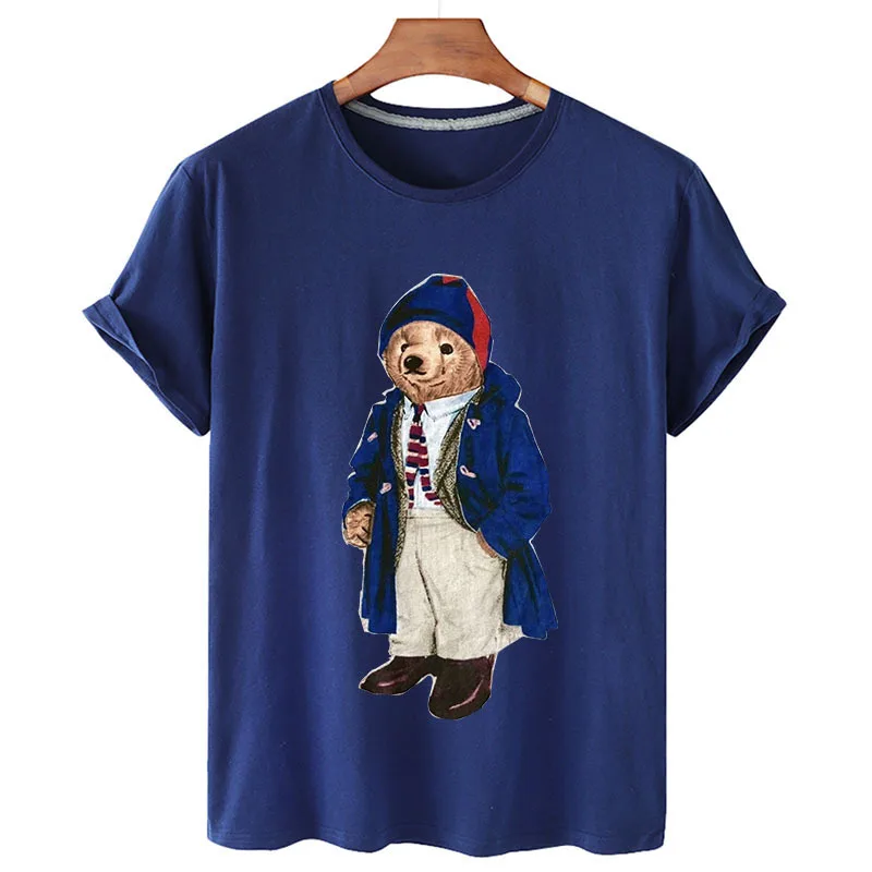 100% Cotton Hipster Bear T-shirts Summer 2022 T-shirts Women's Short Sleeve O-neck T-shirts Unisex Plus Size Women's T-shirts