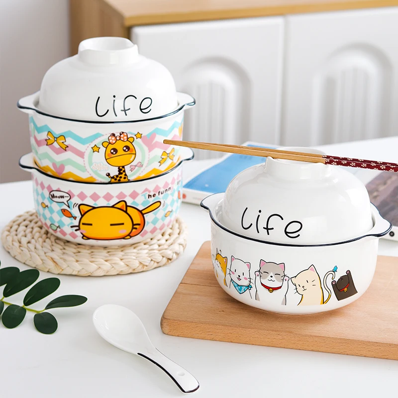 

Милая миска для супа с сердечком для девочек в микроволновой печи Se Cerc, миска для лапши быстрого приготовления с крышкой, студенческая миска для взрослых, миска двойного назначения Ins Sle