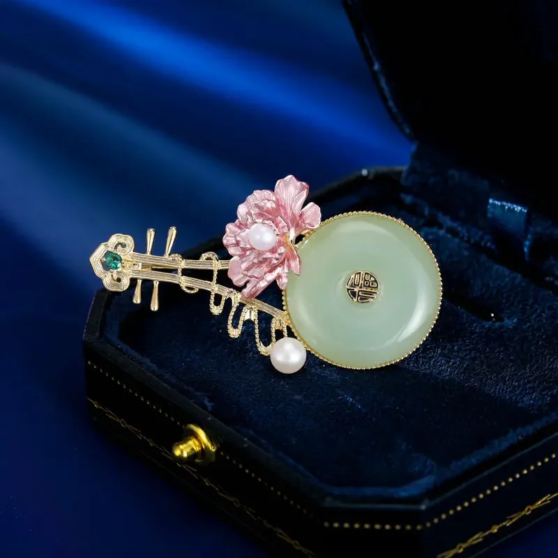 Аксессуары Cheongsam и Hanfu, женские броши, искусственные нефритовые лакированные цветы, высококачественные броши pipa.