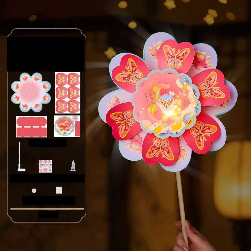 

Handmade Rotating Windmill Lantern DIY Material Package Spinning Windmill Mid Autumn Festival Lantern DIY Light up Handheld
