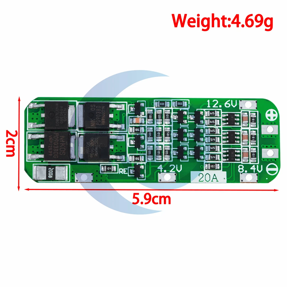 BS 3S 20A Li-ion Lithium Battery 18650 Charger PCB BMS Protection Board For Drill Motor 12.6V Lipo Cell Module 64x20x3.4mm