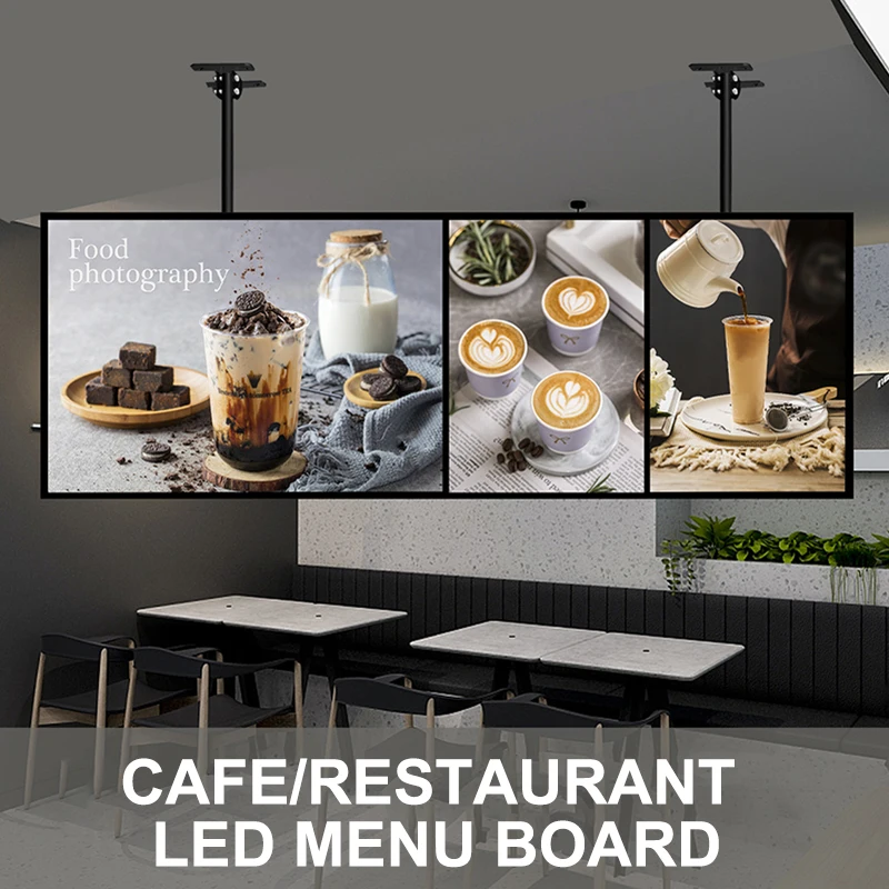 Slim Snap Frame LED Light Box Illuminated Poster Display LED Backlit Menu Board Screen For Restaurant Cafe Shops Wall Billboard