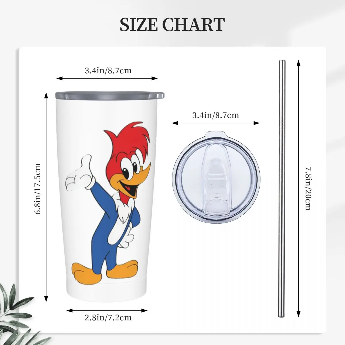 Woody Woodpecker Stainless Steel Tumbler Vacuum Insulated Mug Thermal Cold Bottle Straws With Lid 20oz