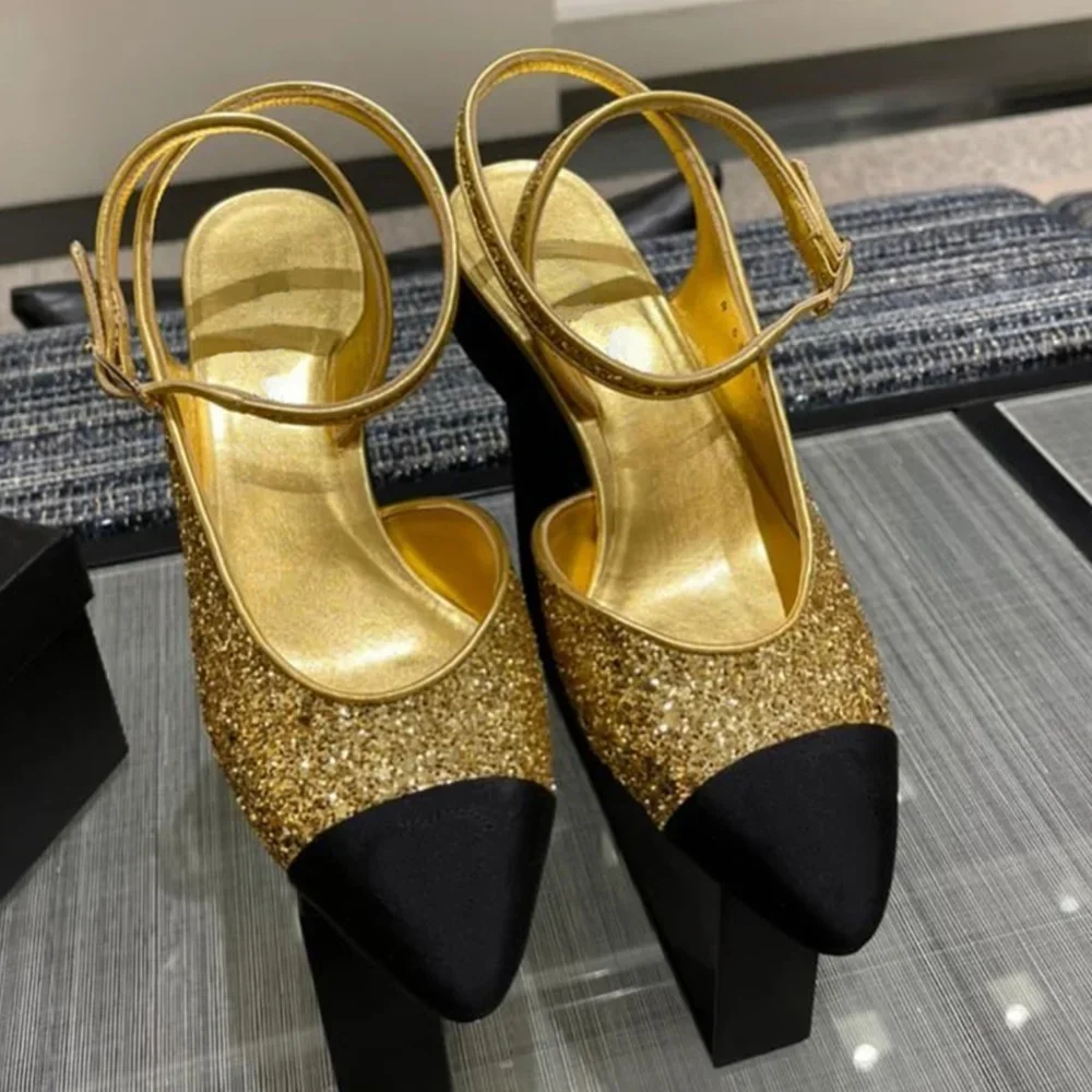 

Sliny Crystal Mixed Colors Mary Janes Sexy Pointed Toe Slingback Ankle Warp New Arrivlas Fashion Women Modern Shoes