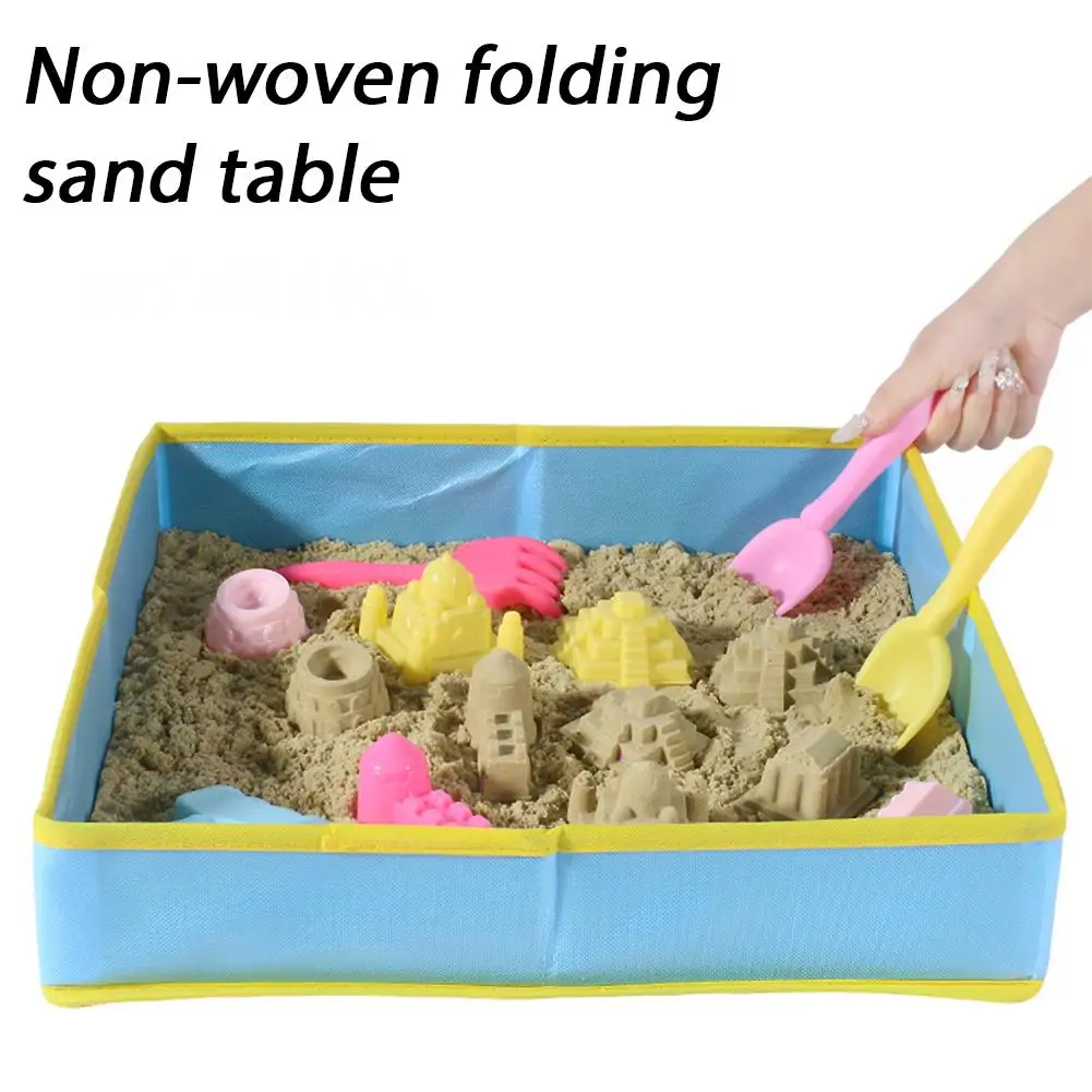 PVC Folding Reusable Cleaning Basin Kids Sensory Learning Activity Tray Sandbox for Play Sand Games Beach 38x38CM