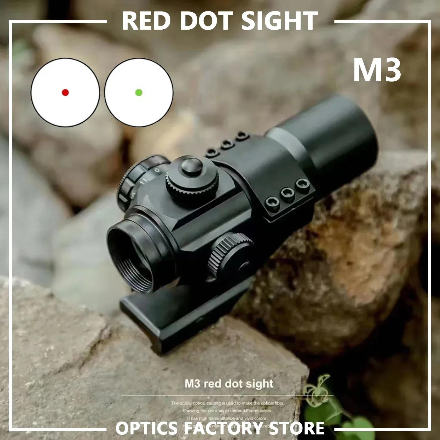 M3 Optical Scope Holographic Red Green Dot Reticle Collimator Sight Airsoft Air Gun Hunting Riflescope