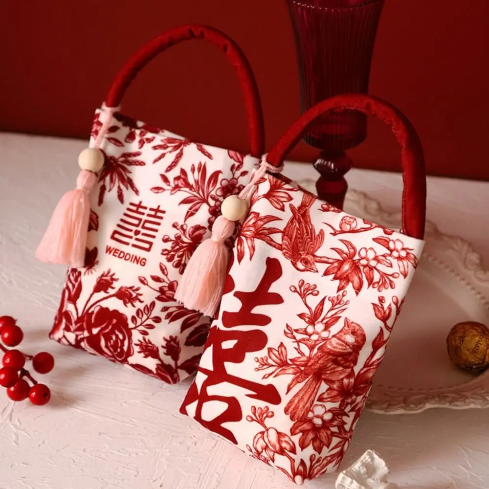 Flower Festive Sugar Bag Korean Style Storage Bag Wrist Hand Bag Jewelry Packing Bag Butterfly Orchid Flower Pendant