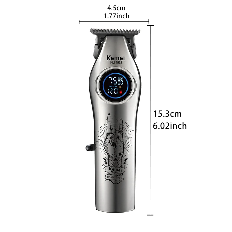 Cortadora de pelo y afeitadora eléctrica Kemei, recortadora de barba recargable, cortadora de pelo profesional para hombres KM-1592