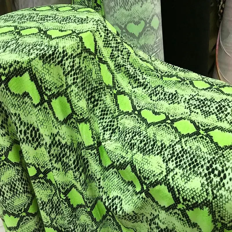 

Serpentine Print Milk Silk Fabric Four-Sided Elastic Yoga Leggings Latin Dance Clothing Dress Fabric for Women