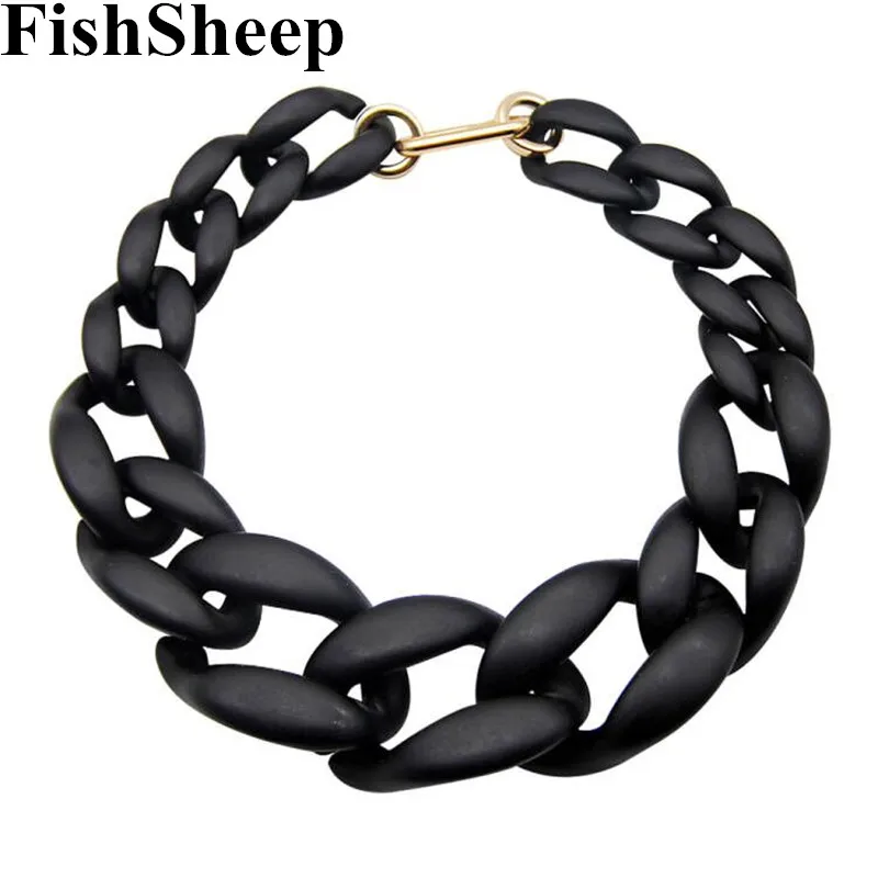 Matt Black Acrylic Big Chunky Chain Necklace for Women Gothic Resin Large Link Chain Choker Necklaces Collar Jewelry Gifts