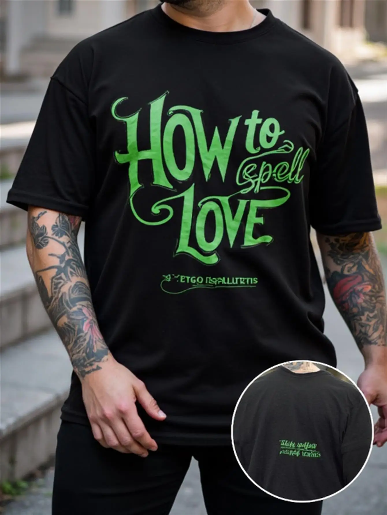 تي شيرت رجالي مع كلمة الحب الإملائي، 100% قطن، رقبة دائرية كاجوال، أكمام قصيرة، مع حروف حب خضراء نيون وتصميم فتحة على شكل قلب، متعة للارتداء اليومي، قميص رجالي أسود، هدية فضفاضة مناسبة لأعياد الميلاد، مناسبة للذكرى السنوية، مناسبة لجميع المواسم، مناسبة للذكرى السنوية #1