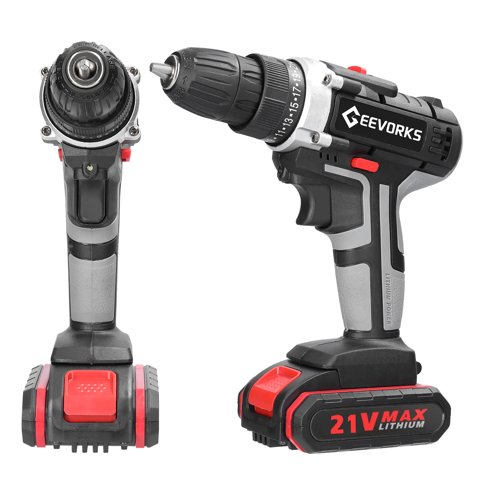 21V Multifunctional Electric Drill Heavy Impact Cordless Drill High-power Lithium Battery Wireless Rechargeable Hand Drills