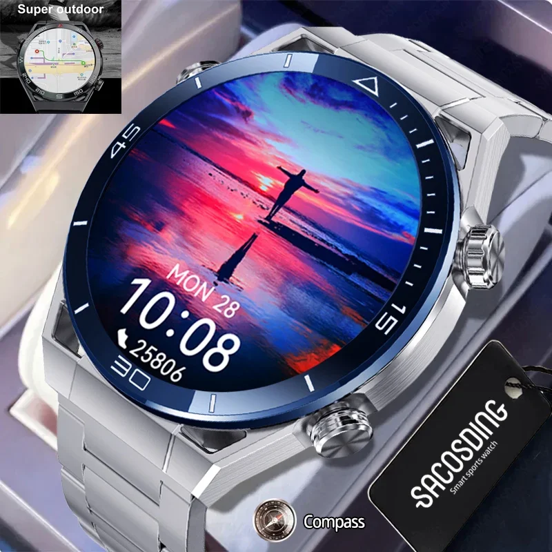 

For Huawei Xiaomi NFC Smart Watch Men GPS Tracker AMOLED 454*454 HD Screen Heart Rate ECG+PPG Bluetooth Call SmartWatch 2024 New