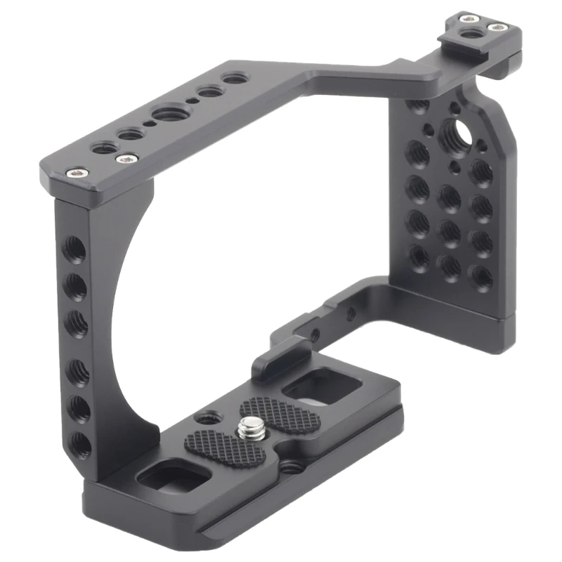 Metal Camera Cage for ZVE10 Cameras, Vertical Shooting Quick Release Plate with Handle Grip Threaded Holes Mount Plate