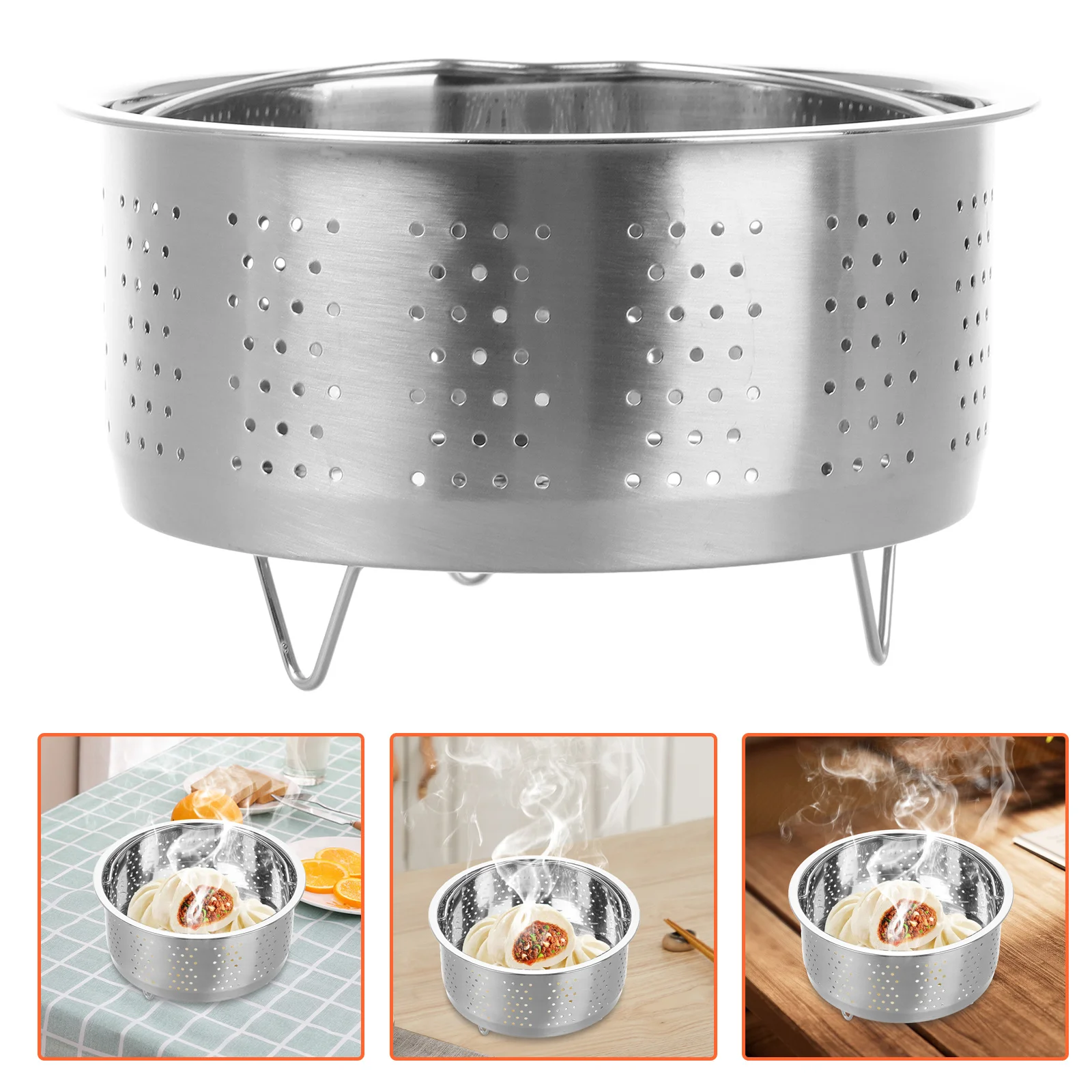 

Stainless Steel Rice Cooker Steamer Basket 304 Steaming Rack Stand Food Steaming Insert Metal Round Holder 16.5cm Silver