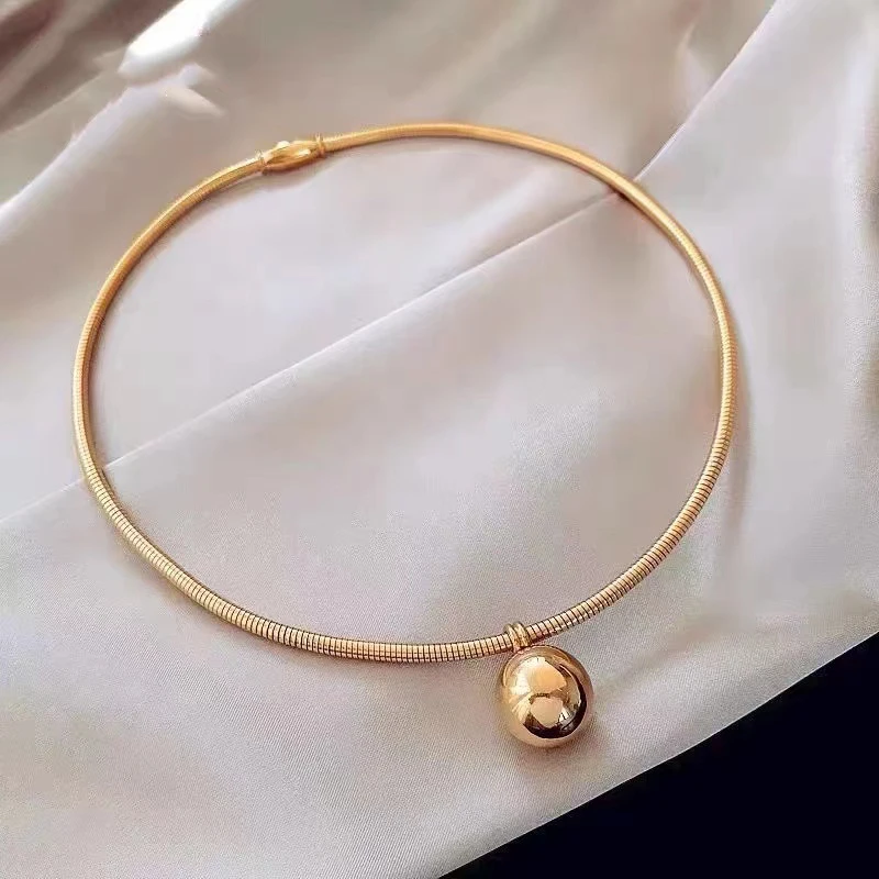 2025 nowa okrągła wisiorek w kształcie kuli Chockers ze stali nierdzewnej momenty seksowny przesadny naszyjnik koreańskich kobiet moda biżuteria dla Gifl