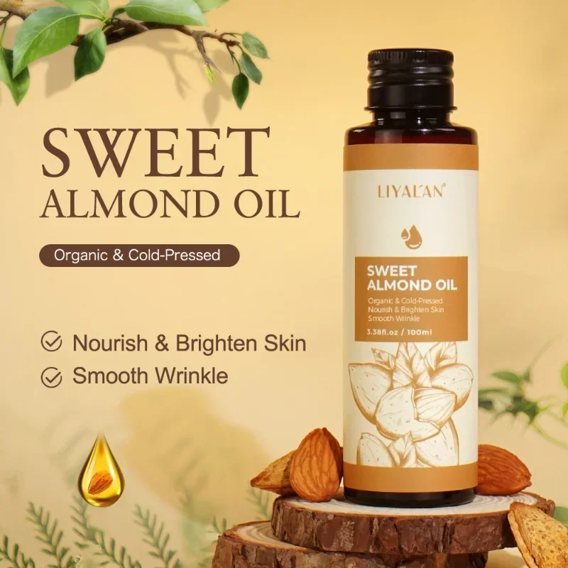 

Sweet Almond Oil 100ml Body Care Massage Nourish Moisturize Dry Skin Smooth Anti-Wrinkle Strengthen Hair Pure Natural Skin Care