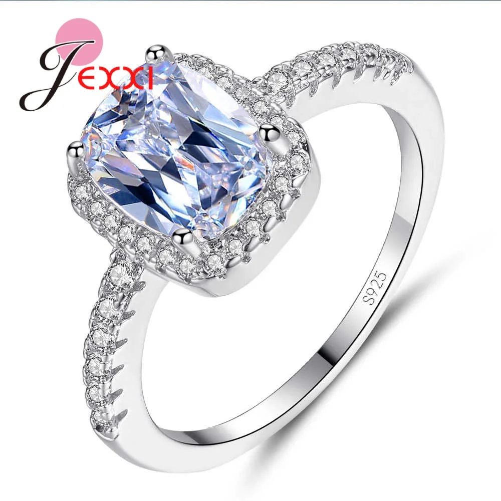 New Hot Sale white Square Large Zircon Ring Classic Temperament 925 Sterling Silver Silver female Ring NEW ARRIVE