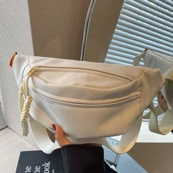 New Women Fanny Pack With Earphone Hole Oxford Waist Bag Ladies Hips Bum Banana Bags Unisex Pink Orange Beige Travel Chest Bags