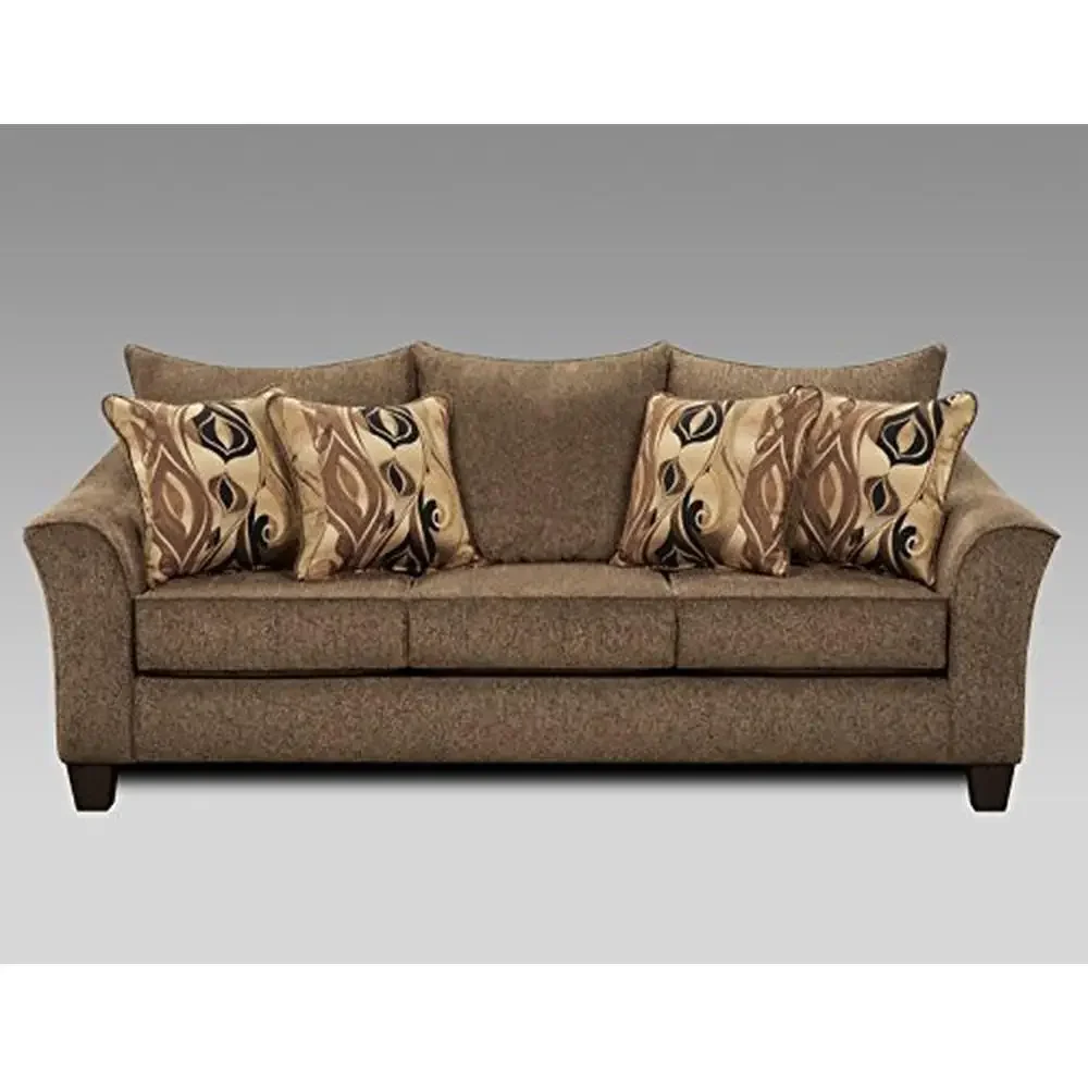 Brown Fabric Sofa and Loveseat Set with Overstuffed Back Cushions High-Density Foam Seat Made in America Easy Assembly Ships